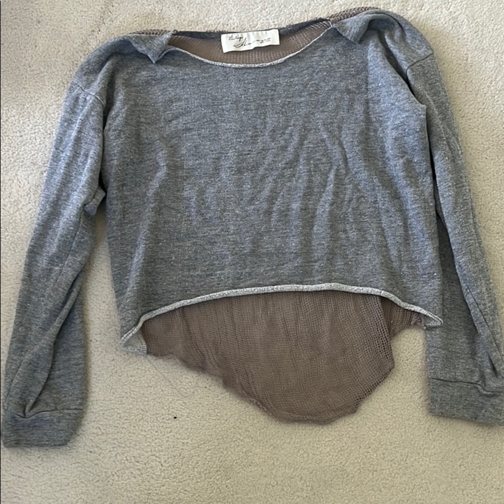 cropped sweatshirt with woven mesh back